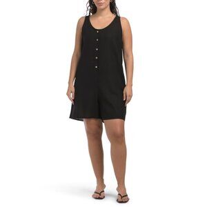 HUNTER & BROWN Black Button Front Romper